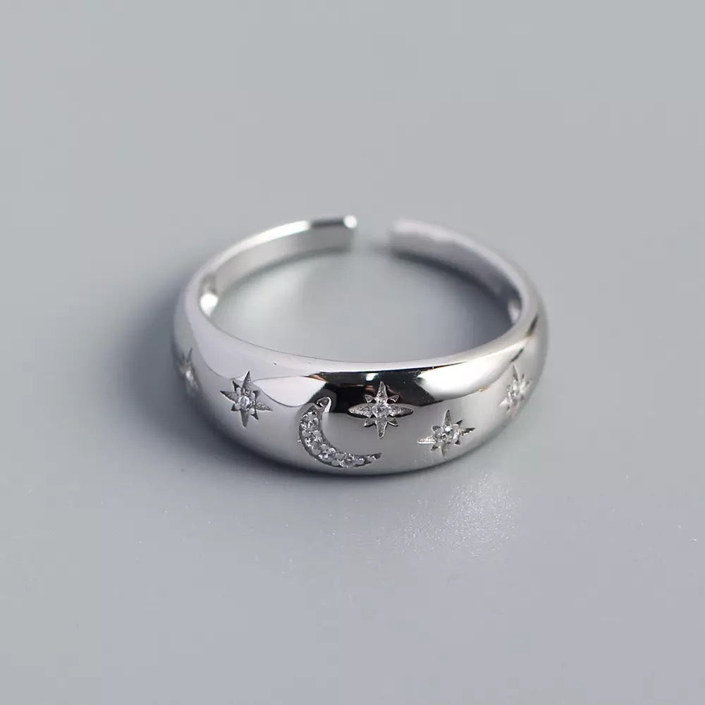 
                  
                    Sun & Moon Sterling Silver Ring | Boho & Mala
                  
                