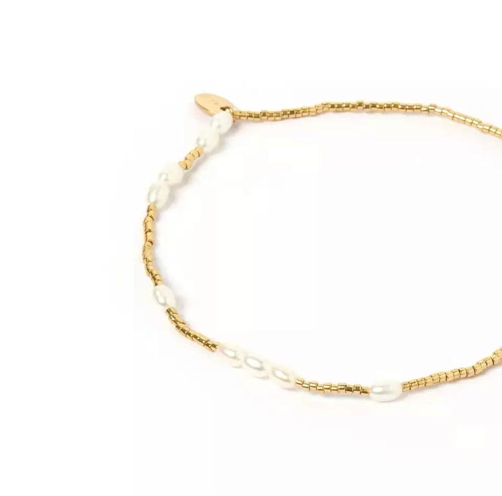 Freshwater Pearl Gold Plated Bracelet at Boho & Mala