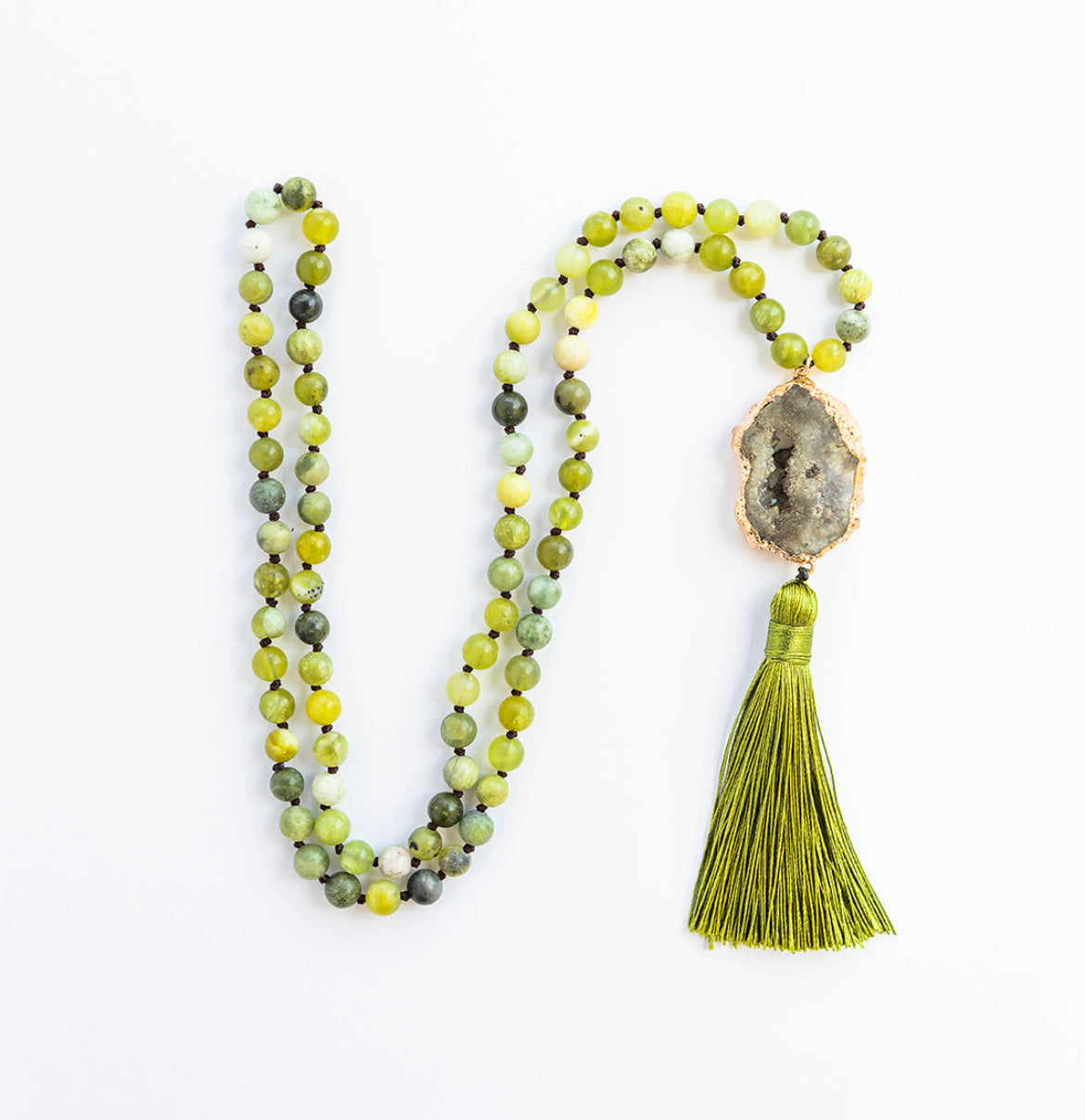 
                  
                    Tassel Necklaces - Green Tribal Agate Slice | Boho & Mala
                  
                