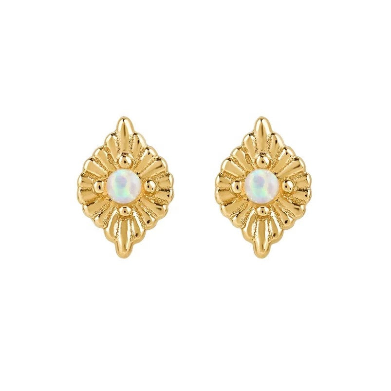 Dainty Earrings - Boho & Mala Opal 18k Gold Plated Stud Earrings