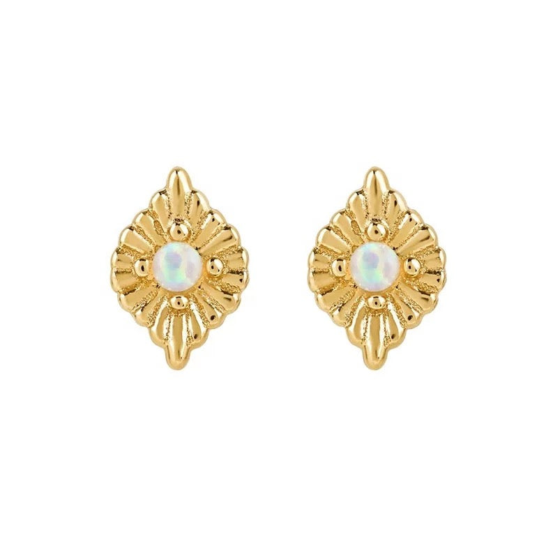 
                  
                    Dainty Earrings - Boho & Mala Opal 18k Gold Plated Stud Earrings
                  
                