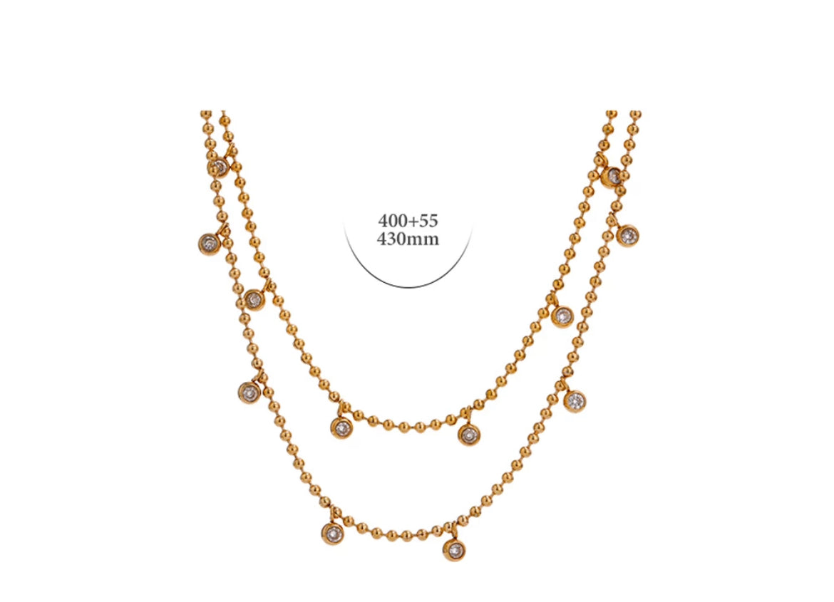 
                  
                    Boho & Mala 18k Gold Double Layered Pendant Necklace TN10087
                  
                