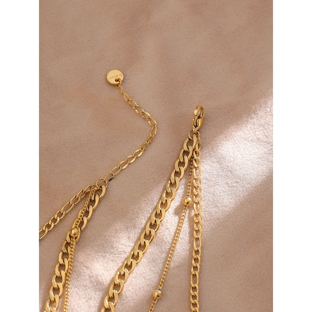 
                  
                    Boho & Mala 18k Gold Plated / Stainless Steel Snake Triple Layered Gold Necklace PN10060
                  
                