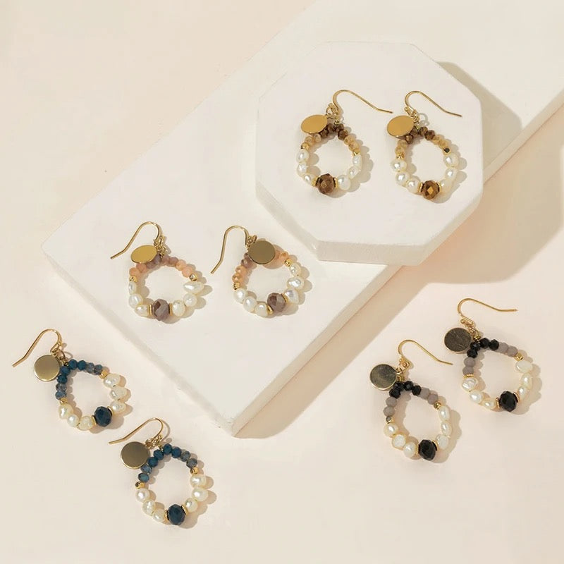 
                  
                    Boho & Mala Dark Crystal & Pearl Drop Light Earrings
                  
                